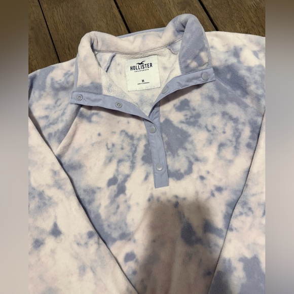 Hollister Fleece Tye Dye Quarter Button Up - Picture 2 of 6
